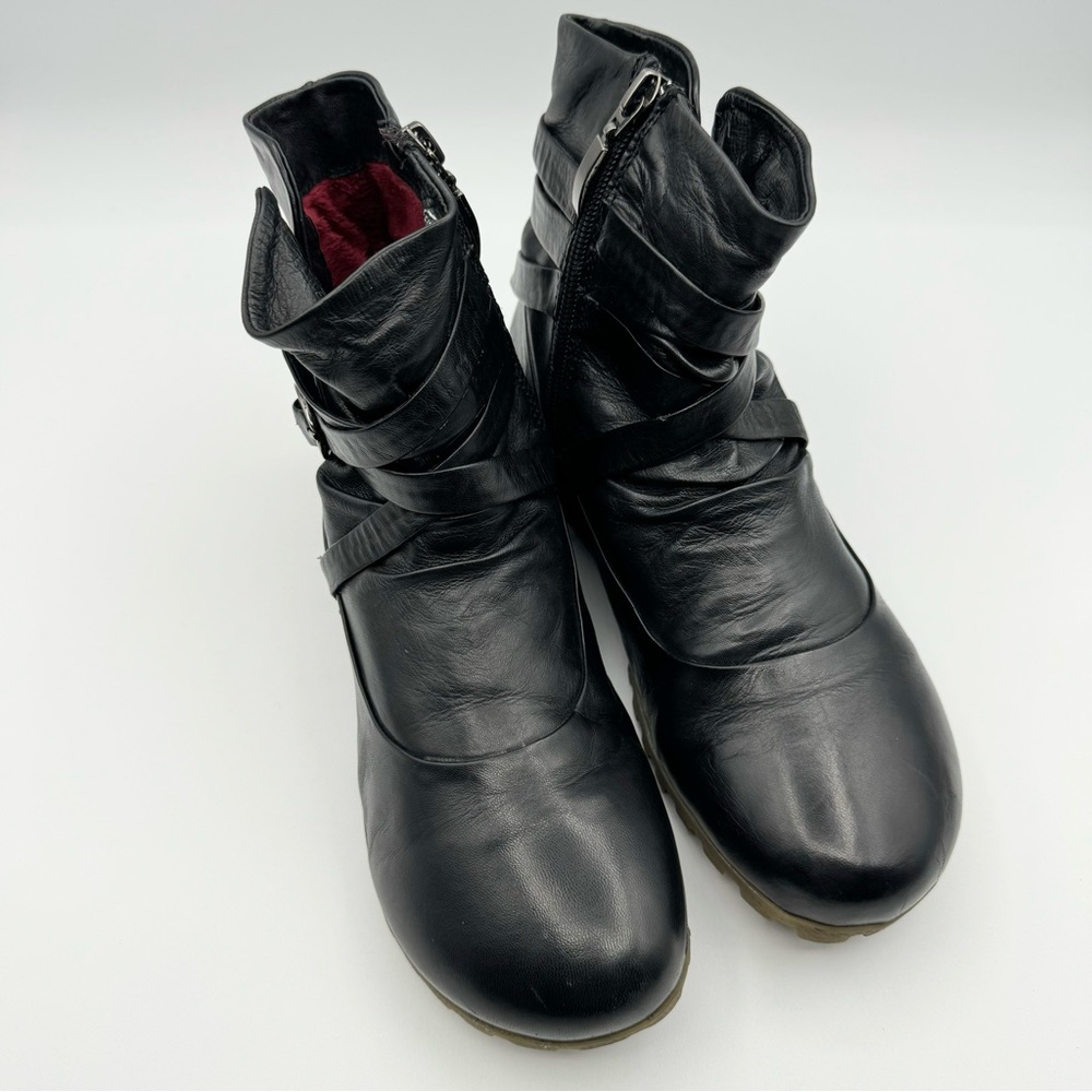 EUC Romika Fiona Leather Boots Black Zipper Ankle Booties EUR 38 US 8 Winter - Picture 10 of 14